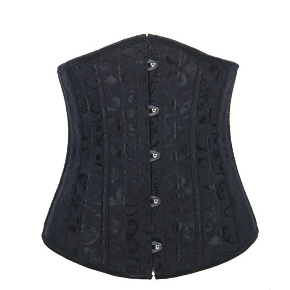 Online discount shop Australia - Burvogue Woman Waist Cincher Corselet Body Shaper Sexy Waist Control underbust Corsets & Bustiers Black Satin Steel Bone Corset