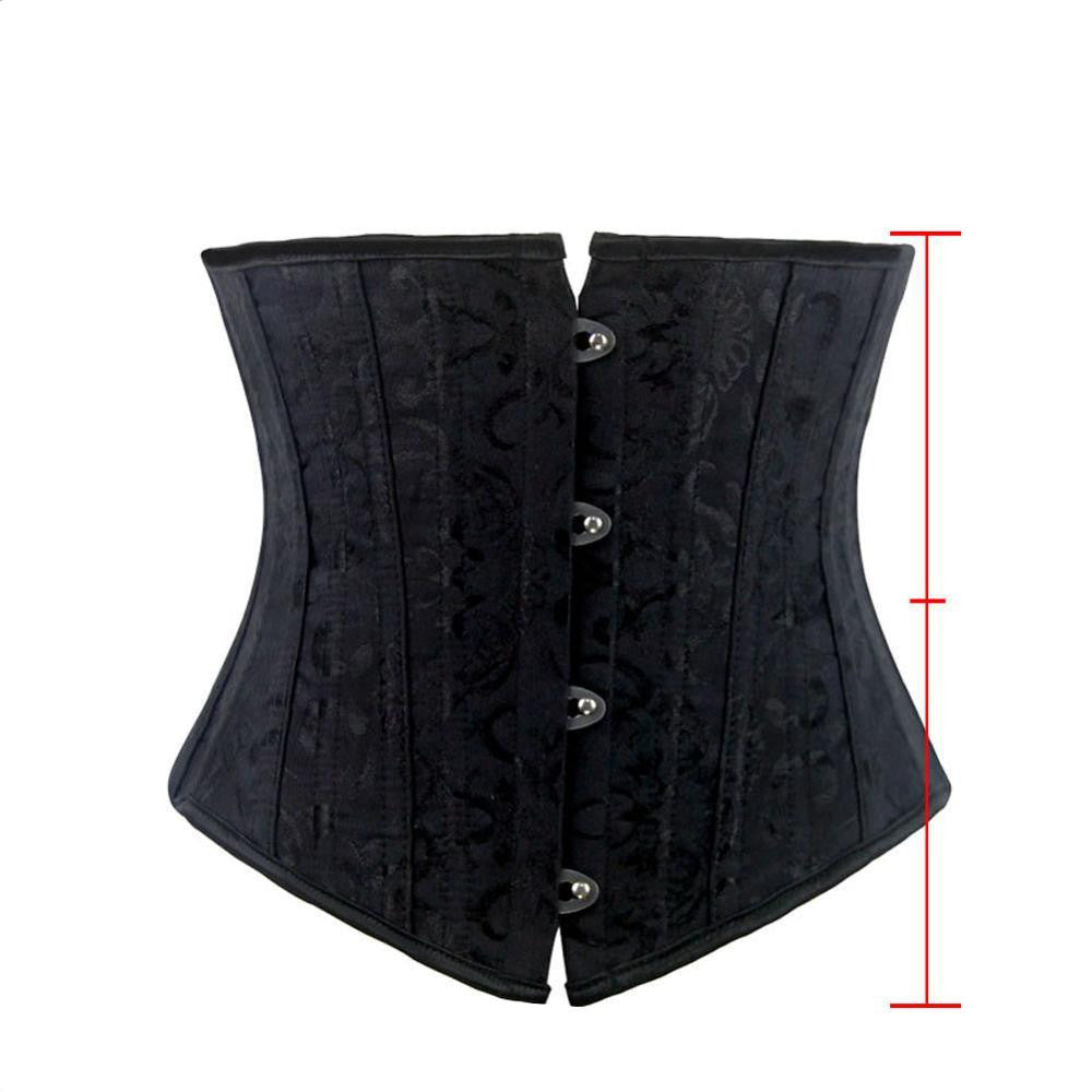 Online discount shop Australia - Burvogue Woman Waist Cincher Corselet Body Shaper Sexy Waist Control underbust Corsets & Bustiers Black Satin Steel Bone Corset