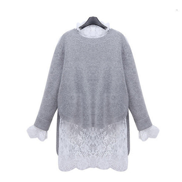 Women Dresses Winter Autumn Vestidos Sweater Long Sleeve Party Knitting Dress Lace Vestido Knitted 2 Pieces Set S M L