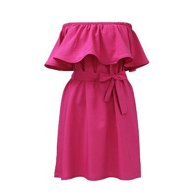 Online discount shop Australia - Fashion Brand Summer Dress Women Off Shoulder Dress Sleeveless Ruffles Cross Straps Dresses Candy Color Party Dresses