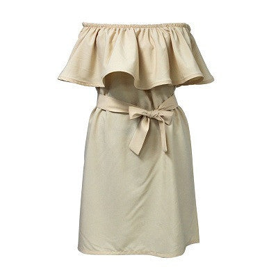 Online discount shop Australia - Fashion Brand Summer Dress Women Off Shoulder Dress Sleeveless Ruffles Cross Straps Dresses Candy Color Party Dresses