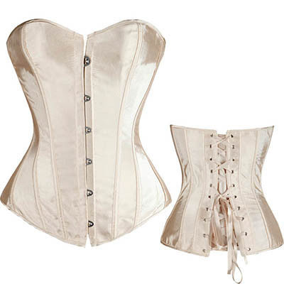 Lovely Pure Women Satin Bustier Lace up Boned Top Corset Overbust