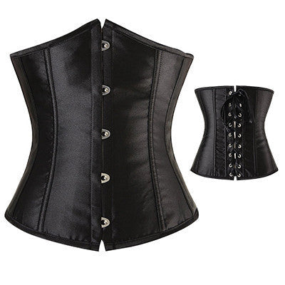 Lovely Pure Women Satin Bustier Lace up Boned Top Corset Overbust