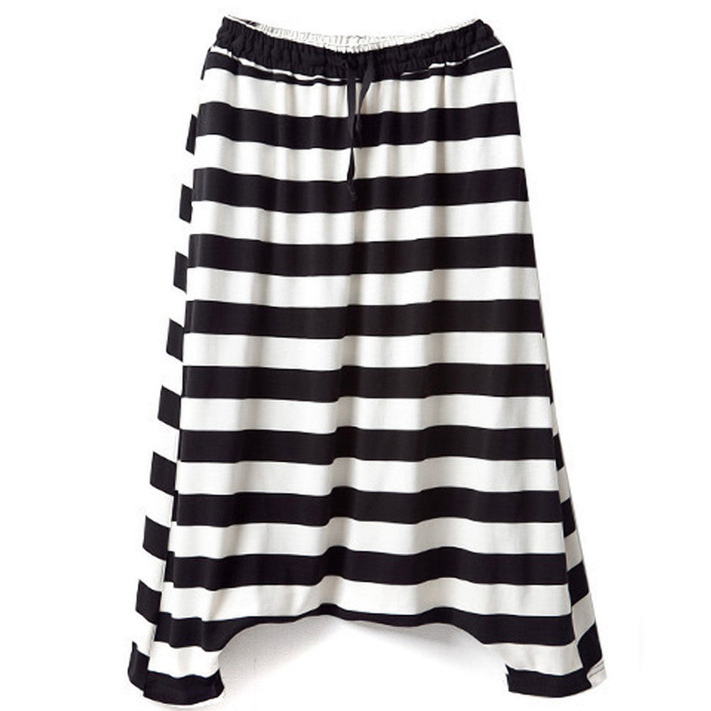 Women Low Waist Haroun Harem Pants Cropped Baggy Hip hop Striped Trousers Women Drop Crotch Baggy Pants