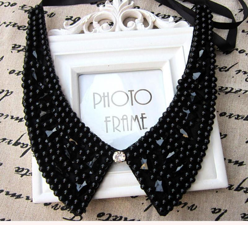 Vintage black lace beaded collar choker collar necklace fake collar women 's clothing accessories sweet false collar