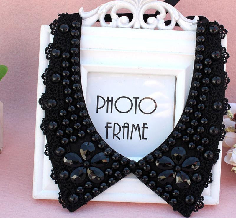 Vintage black lace beaded collar choker collar necklace fake collar women 's clothing accessories sweet false collar