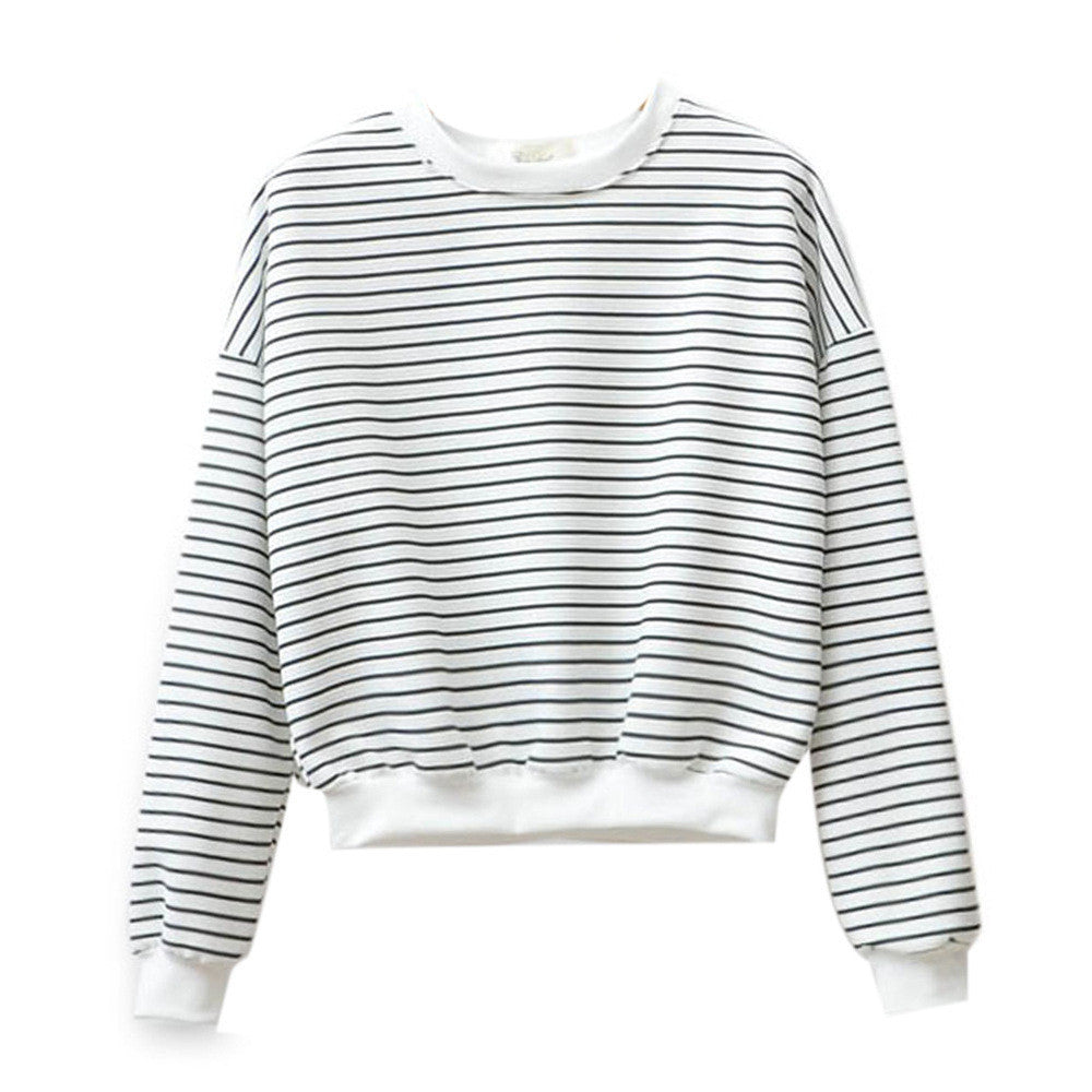 Fashion Hoodies for Women Harajuku Striped Sweatshirts Hoody Long Sleeve Hoodie Cotton Casual Black White Pullover Tops - CelebritystyleFashion.com.au online clothing shop australia