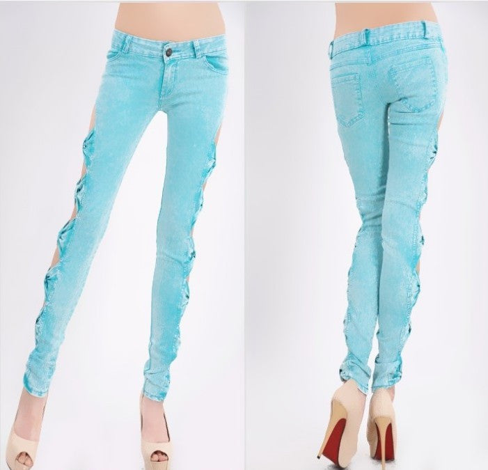 Online discount shop Australia - Fashion Sexy Low Waist Zipper Skinny Vintage Slim Bow Cotton Pencil Pants Hollow Out Women Jeans Female