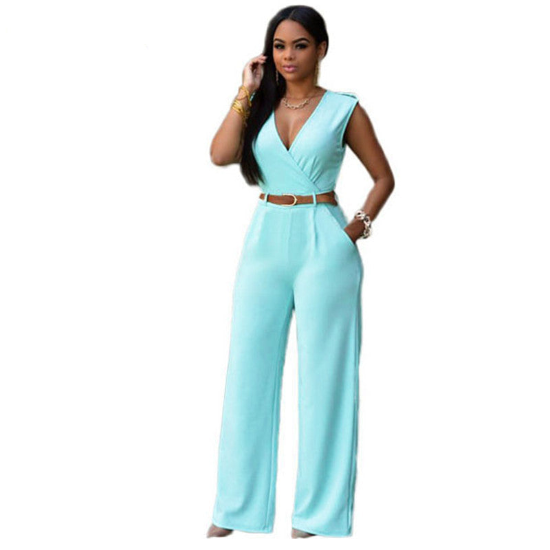 Online discount shop Australia - Jumpsuit Long Pants Overalls Dear Lover Women's Fashion Red V Neck Belt Embellished Elegant Playsuit Lady Work Wear LC64003