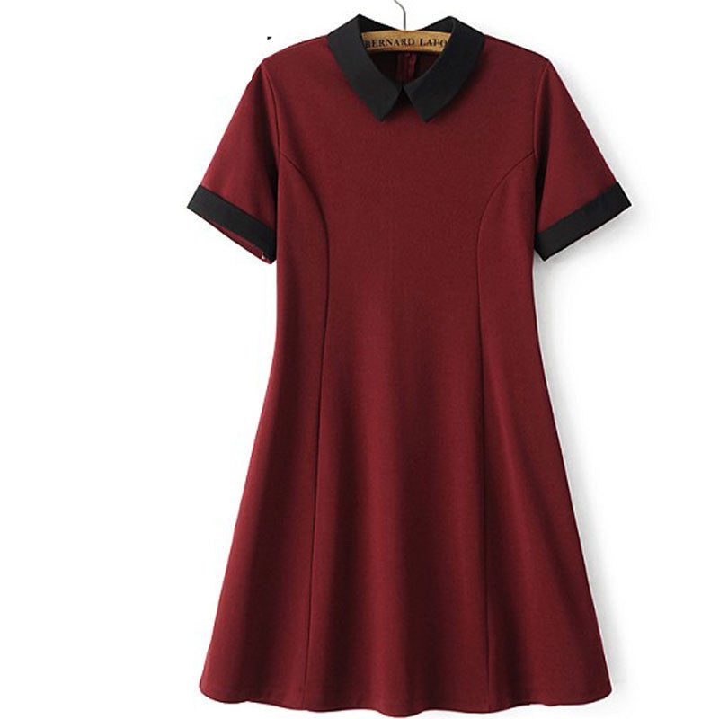 Online discount shop Australia - Black Dress White Collar Summer Cute Peter Pan Collar School Preppy Style Dresses Zipper Short Sleeve Brand Vestidos Femininos