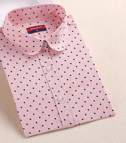 Red Polka Dot Shirt Dots Women Shirts Bohemia Long Sleeve Blouses Polka Dot White Women Shirts Blouses
