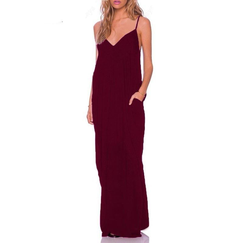 Zanzea Women Boho Strapless V Neck Sleeveless Dress Casual Loose Long Maxi Solid Dress Vestidos Plus Size