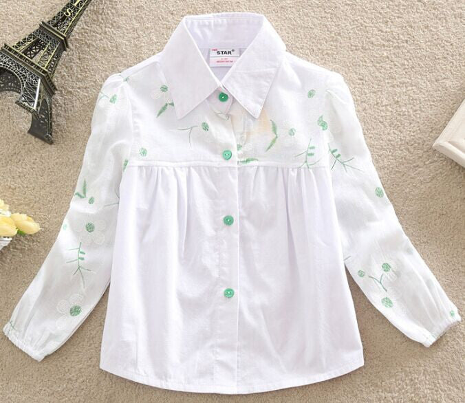 Girls Blouse Fashion Children Clothing Cotton Child Shirt School Girl White Blouse Single-breasted Kids Clothes Age 2-6T - CelebritystyleFashion.com.au online clothing shop australia
