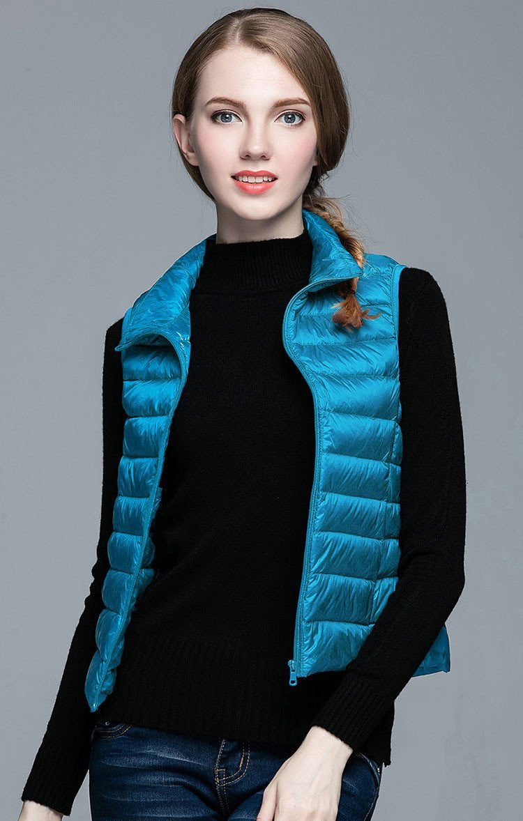 Women 90% White Duck Down Vest Women's Ultra Light Duck Down Vest Jacket Sleeveless Coat