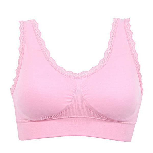 Women Solid Soft Crop Top Stretch Vest Fitness Bra Lace Bra X16