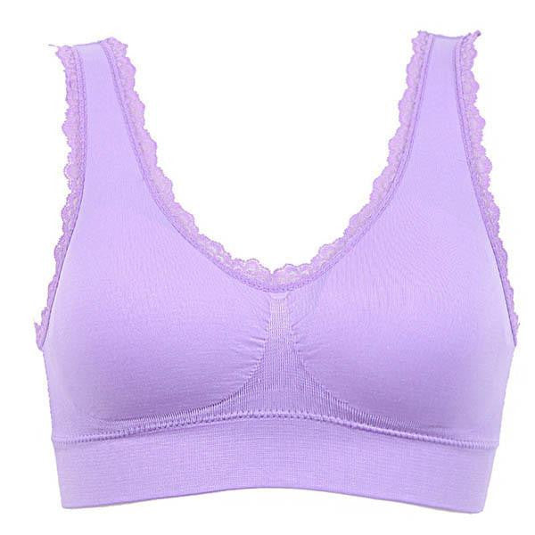Women Solid Soft Crop Top Stretch Vest Fitness Bra Lace Bra X16