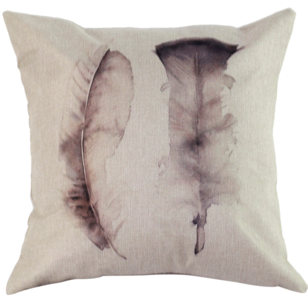 Online discount shop Australia - Colorful Feathers Cotton Linen Throw Pillow Case Cushion Cover For Car Sofa Bed Home Decor FULI