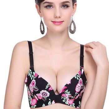 Seamless One-Piece Printing Bra Plus Size Underwear Set Push Up Women Bra Sets BS187