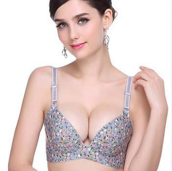 Seamless One-Piece Printing Bra Plus Size Underwear Set Push Up Women Bra Sets BS187