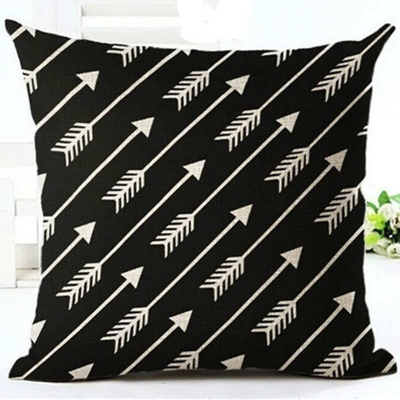 Online discount shop Australia - Case Black and White Pattern Pillowcase Cotton Linen Printed 18x18 Inches Geometry