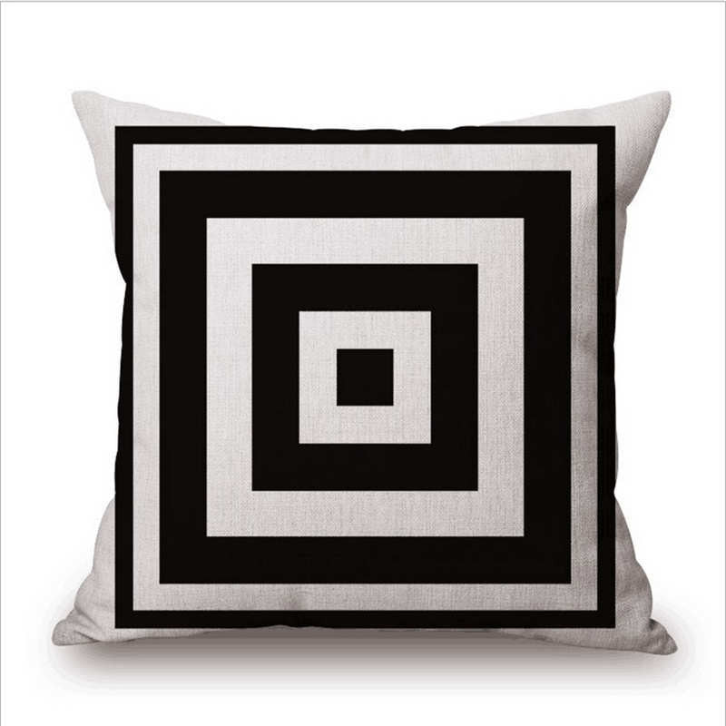 Online discount shop Australia - Case Black and White Pattern Pillowcase Cotton Linen Printed 18x18 Inches Geometry
