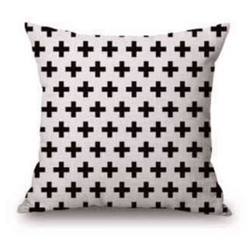 Online discount shop Australia - Case Black and White Pattern Pillowcase Cotton Linen Printed 18x18 Inches Geometry