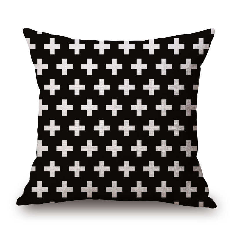 Online discount shop Australia - Case Black and White Pattern Pillowcase Cotton Linen Printed 18x18 Inches Geometry