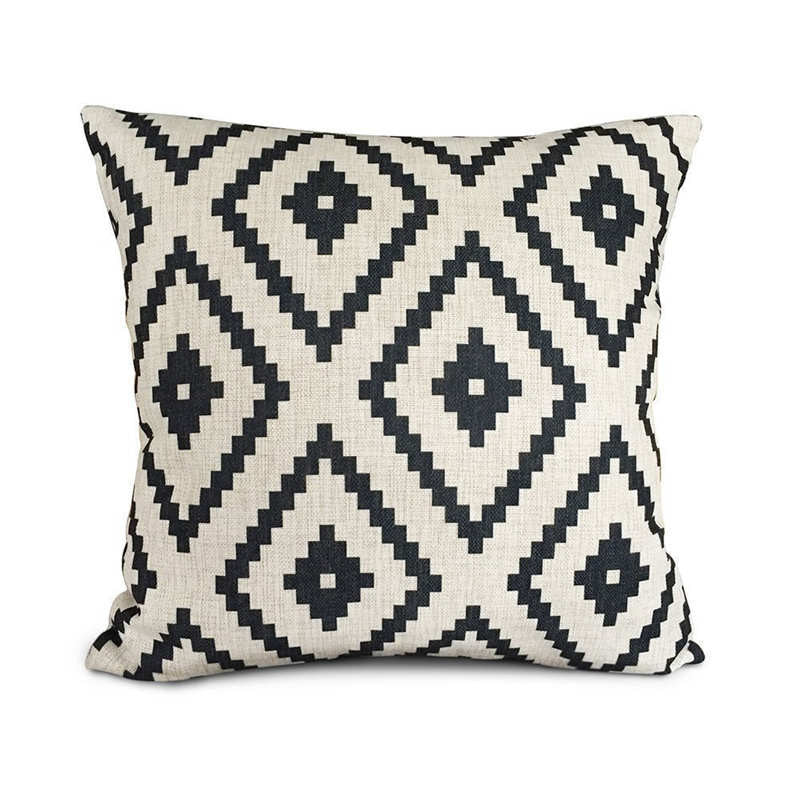 Online discount shop Australia - Case Black and White Pattern Pillowcase Cotton Linen Printed 18x18 Inches Geometry