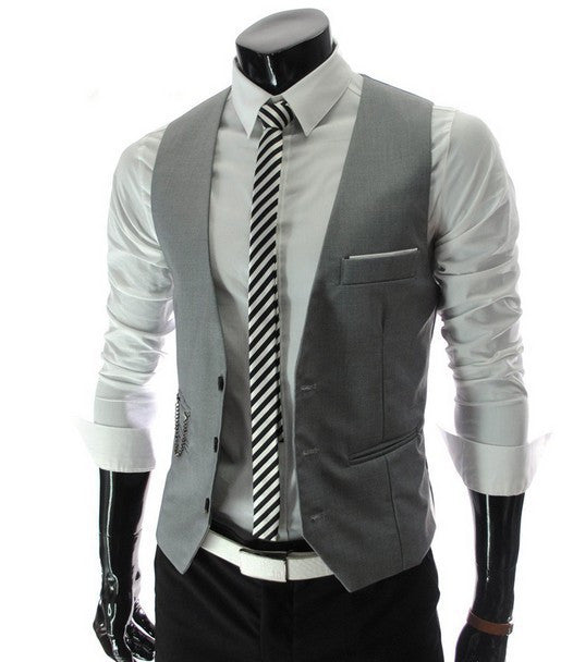 Online discount shop Australia - Men's Slim Fit Dress Suit Vest Waistcoats, Men Gilet Colete Fashion