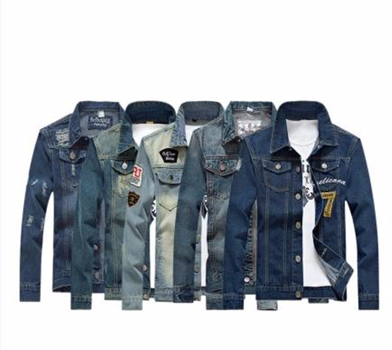 Online discount shop Australia - 10 colors men's outer wear Korean fashion casual denim jacket retro jacket hole Slim tide male clothes M-5XL
