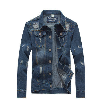 Online discount shop Australia - 10 colors men's outer wear Korean fashion casual denim jacket retro jacket hole Slim tide male clothes M-5XL