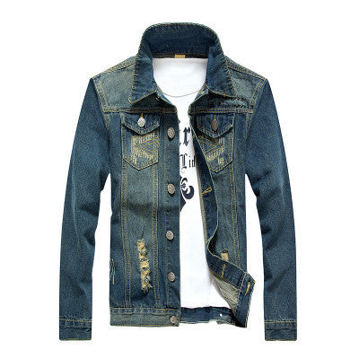 Online discount shop Australia - 10 colors men's outer wear Korean fashion casual denim jacket retro jacket hole Slim tide male clothes M-5XL