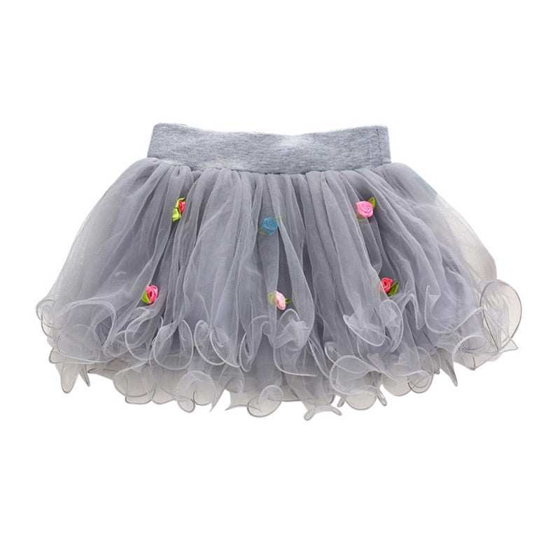 Kids Girls Tutu Skirt Flower Party Ball Gown Princess Lace Children Mini Skirt 1-4Y X16