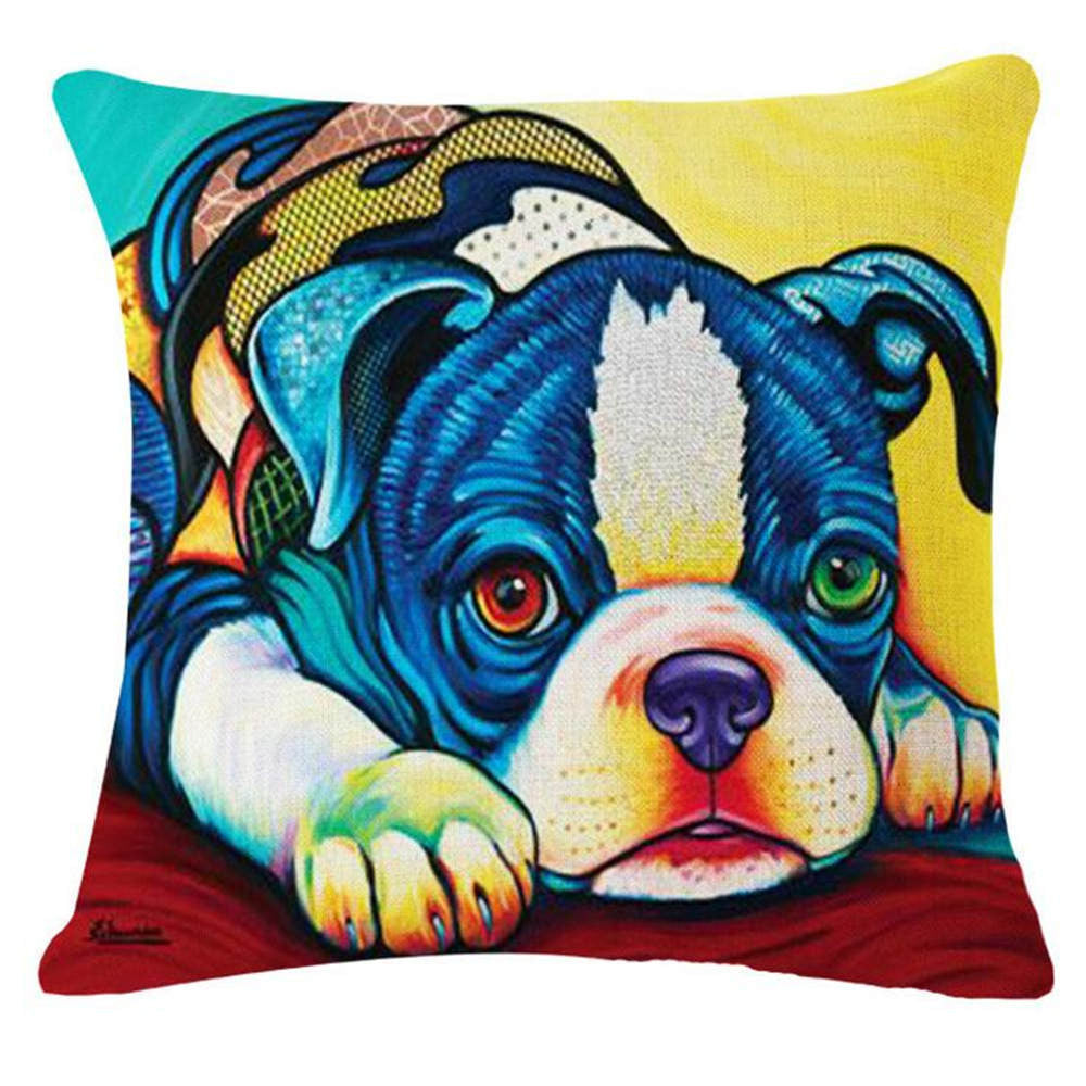Online discount shop Australia - French Bulldog Pug Dog Cushion Bull Terrier Cavalier King Charles Spaniel Pillow Cushion Cotton Linen Car Euro Pillow Decorative