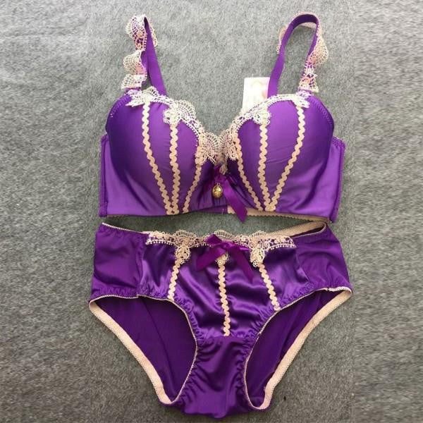 Elegent Women Lace Lingerie Underwear Push-Up Padded Bra Set