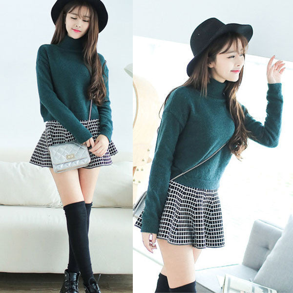 Online discount shop Australia - Casual Sexy Women Mini Skirt High Waisted Flared Pleated Jersey Plain Skater Short Knitted Elastic Skirt