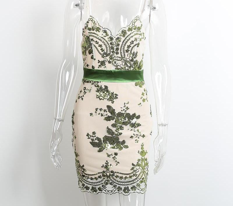 Simplee Apparel Evening party elegant sequin dress Women sexy v neck bodycon dress short beach summer dress mesh vestidos