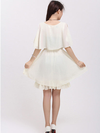 Women Summer Fashion Faux Tiwnset Styles Chiffon Casual Slim Dress Lady Girl 4 Color Black White vestidos