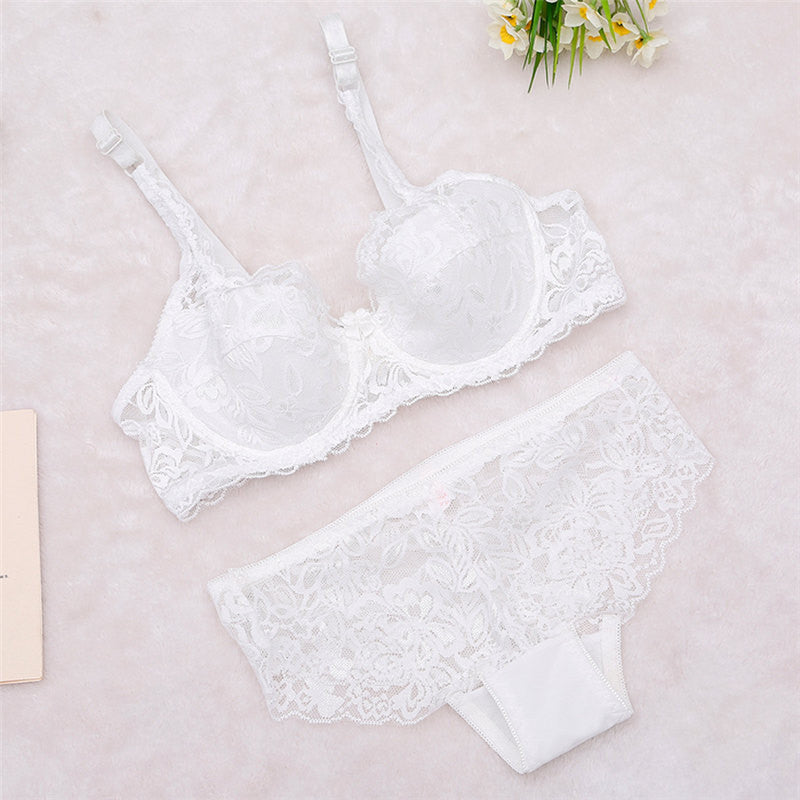 Plus Size Women Bra Set Lace Push Up Bras Bra Sets Floral Underwire Bras Underwear Women Lingerie NY50
