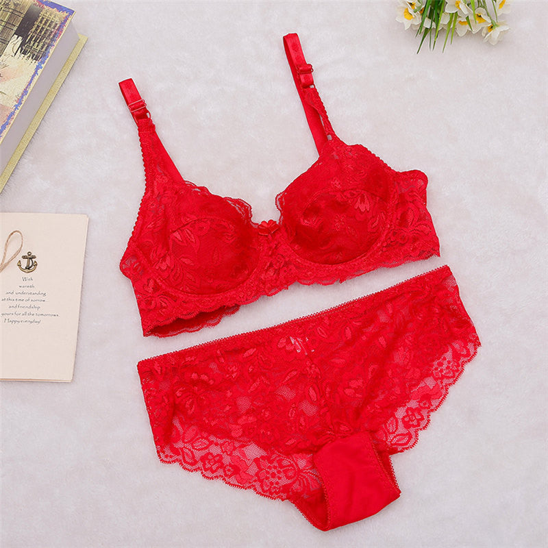 Plus Size Women Bra Set Lace Push Up Bras Bra Sets Floral Underwire Bras Underwear Women Lingerie NY50