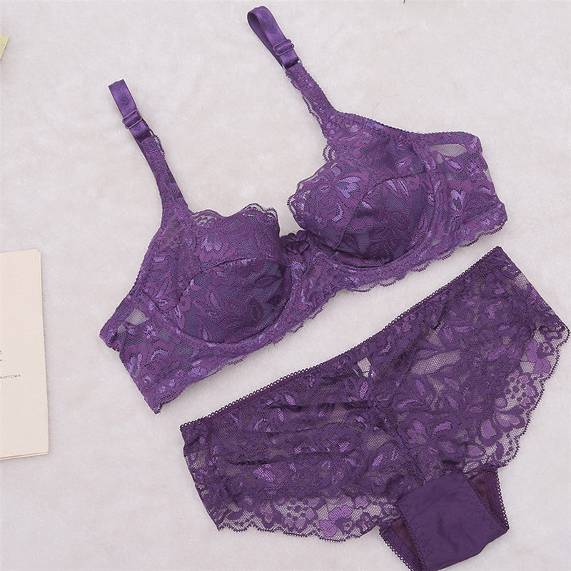 Plus Size Women Bra Set Lace Push Up Bras Bra Sets Floral Underwire Bras Underwear Women Lingerie NY50