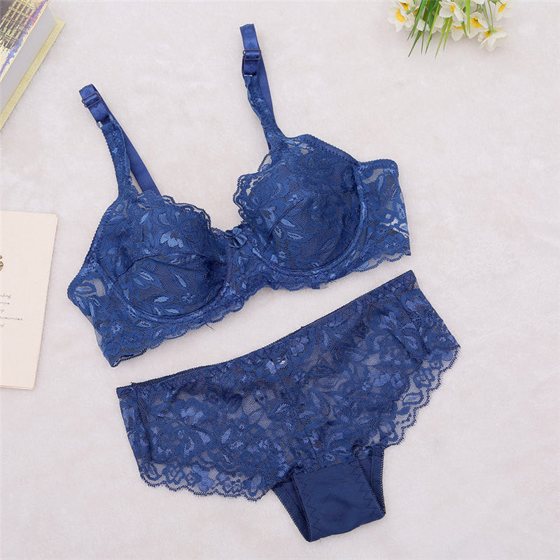 Plus Size Women Bra Set Lace Push Up Bras Bra Sets Floral Underwire Bras Underwear Women Lingerie NY50