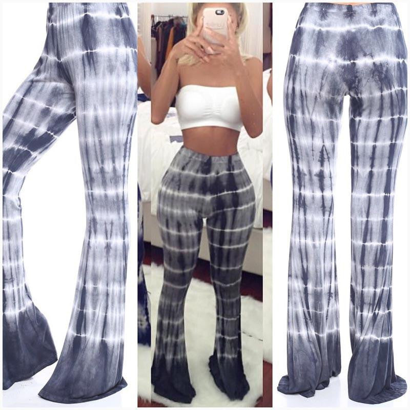 Women Ladies Vintage Regular High Waist Long Trousers Printed Casual Cotton Palazzo Mermaid Pants Wide Leg Pants pantalones