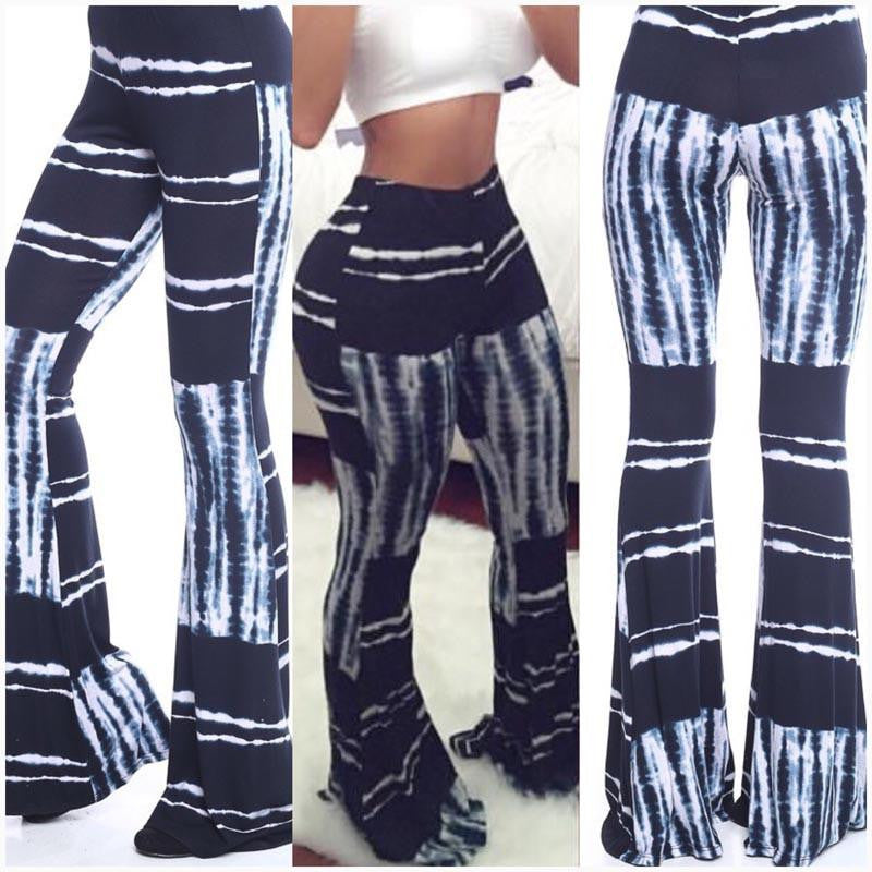 Women Ladies Vintage Regular High Waist Long Trousers Printed Casual Cotton Palazzo Mermaid Pants Wide Leg Pants pantalones