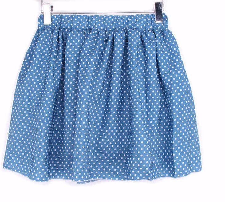 Skirts Womens Floral Polka Dot Chiffon Skirt Pleated Short Mini Skirt