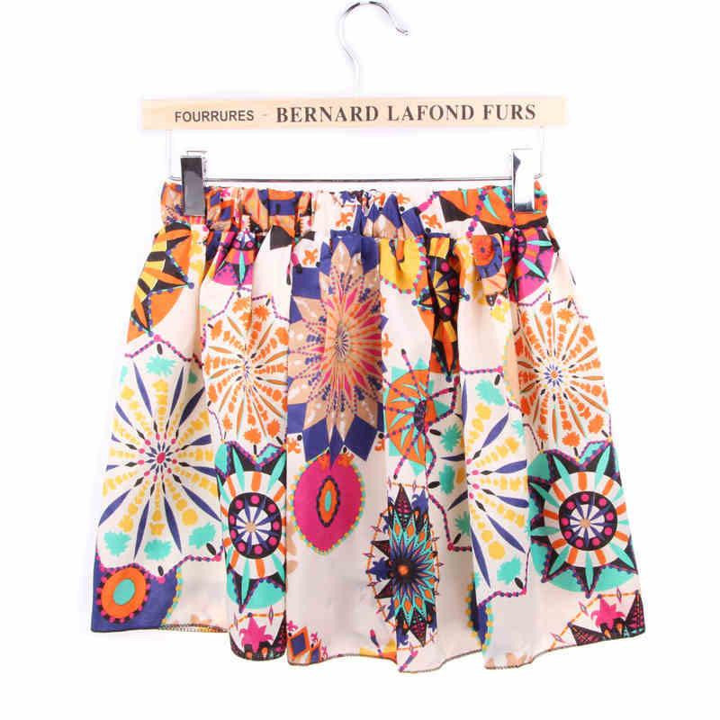 Skirts Womens Floral Polka Dot Chiffon Skirt Pleated Short Mini Skirt