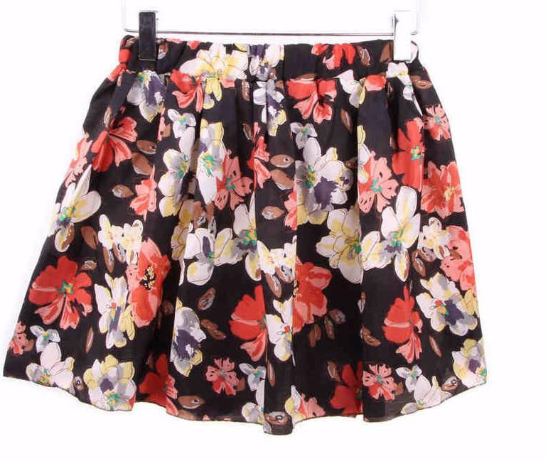 Skirts Womens Floral Polka Dot Chiffon Skirt Pleated Short Mini Skirt