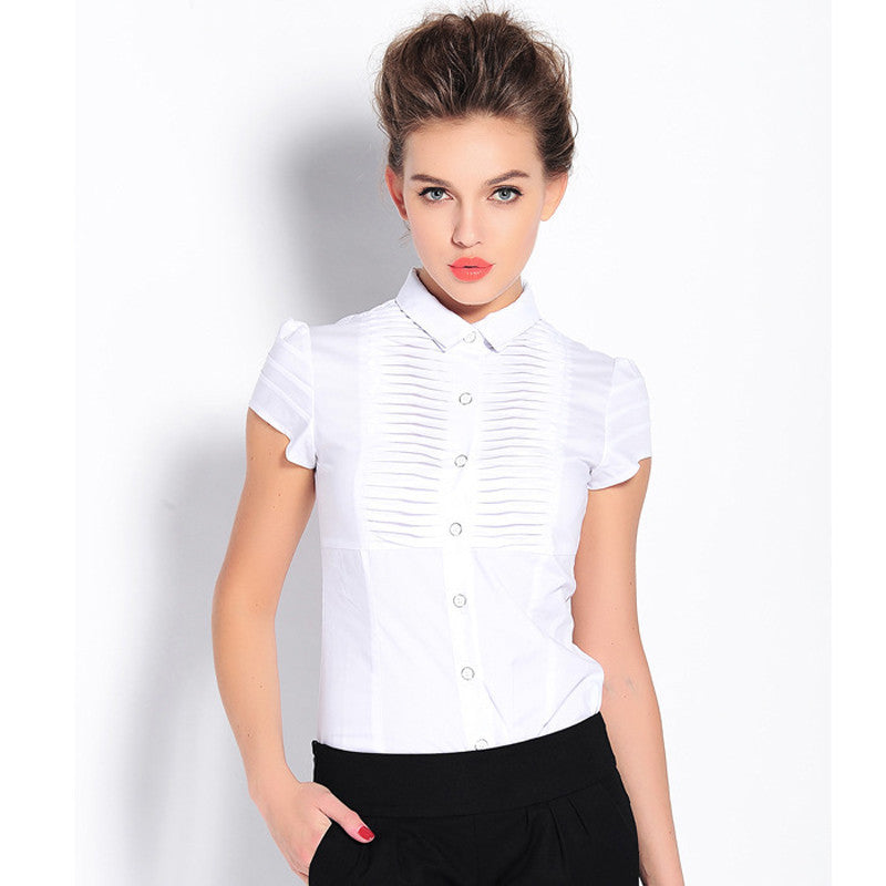 Online discount shop Australia - new arrival style Slim OL stand collar fold white black purple long women body shirt #4038
