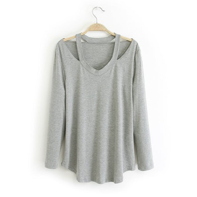 blouses shirts women street style cut out long sleeve fashion casual bandage blouse