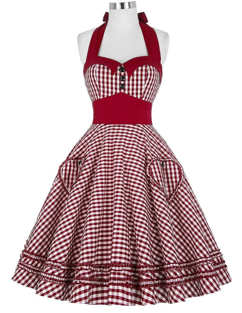 Women Dress Plus Size Summer Clothing Retro Swing Short Gown robe Pin up Plaid Vintage 60s 50s Rockabilly Dresses vestidos